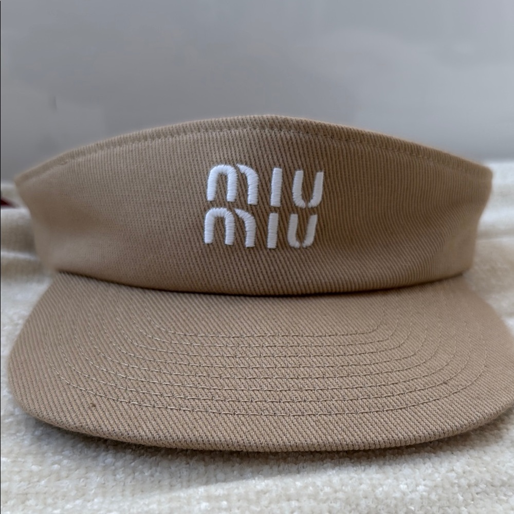 Miu Miu Beige Visor with White Logo